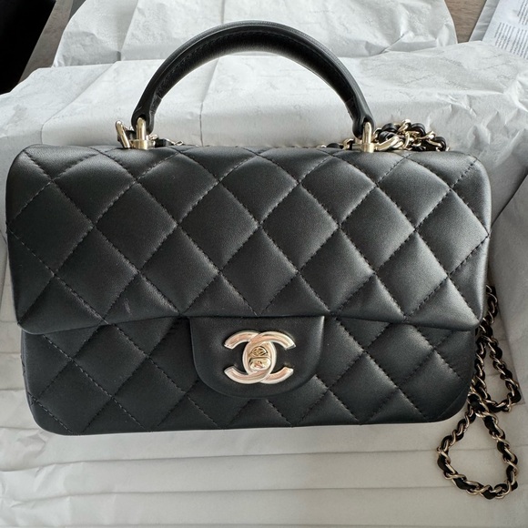 Chanel Black Mini Flap Bag with Top Handle - Picture 2 of 8